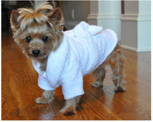 Load image into Gallery viewer, White Cotton Dog Bathrobe
